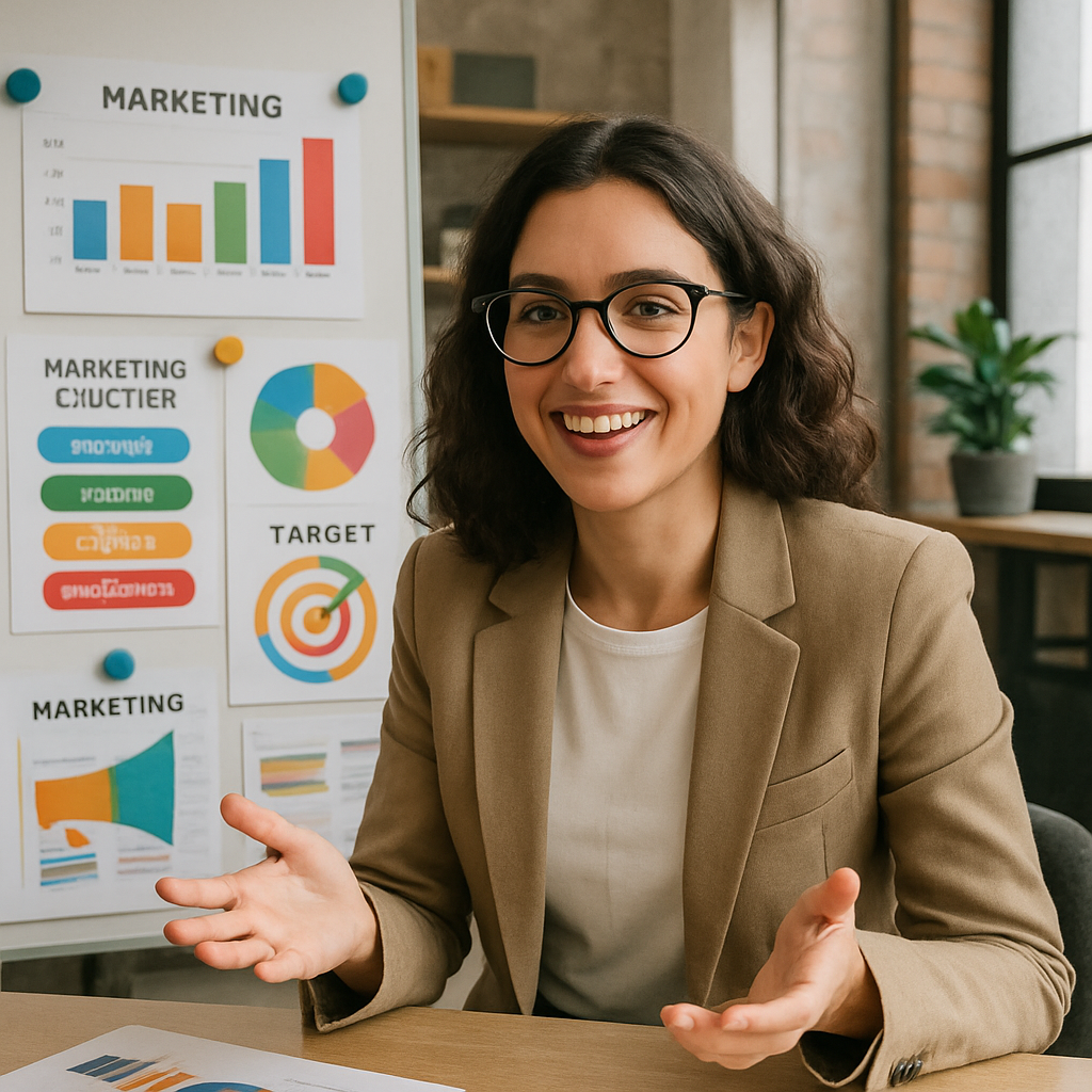 A portrait of Emily Johnson, a vibrant marketing specialist